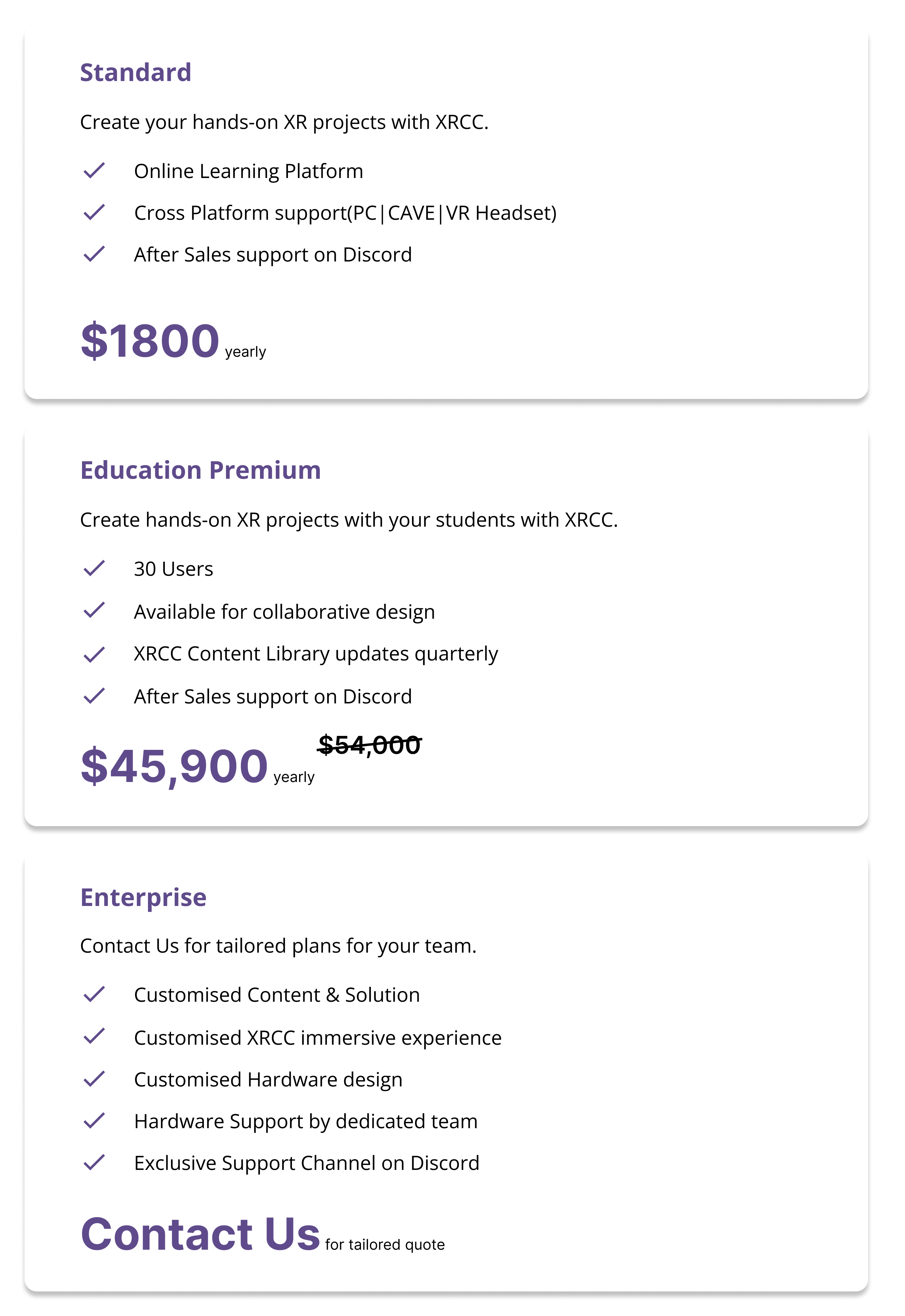 Pricing List